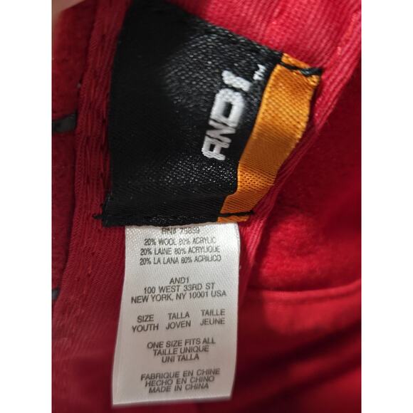 AND1 YOUTH Baseball Cap Hat Wool Blend Red Pinstripe Adjustable Back NEW - Picture 6 of 9